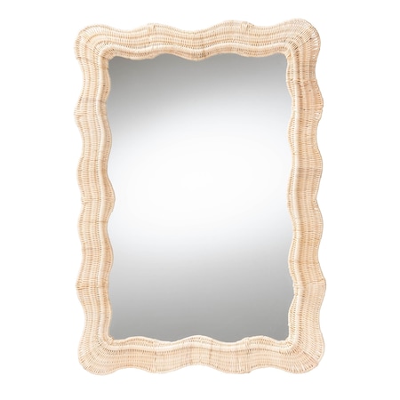 Bali & Pari Hasana Bohemian Natural Scallop Rattan Accent Wall Mirror 245-13718-ZORO